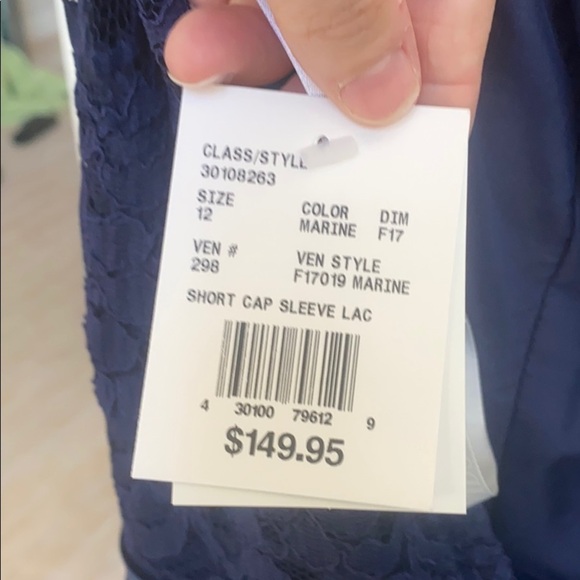 Navy Cap Sleeve David’s Bridal Bridesmaids Dress - Picture 14 of 16